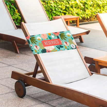 Lifestyle image of flower bouquet K5 Reserved Chair Sleeve, placed on a lounge chair.