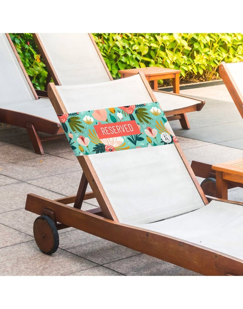 Lifestyle image of flower bouquet K5 Reserved Chair Sleeve, placed on a lounge chair.