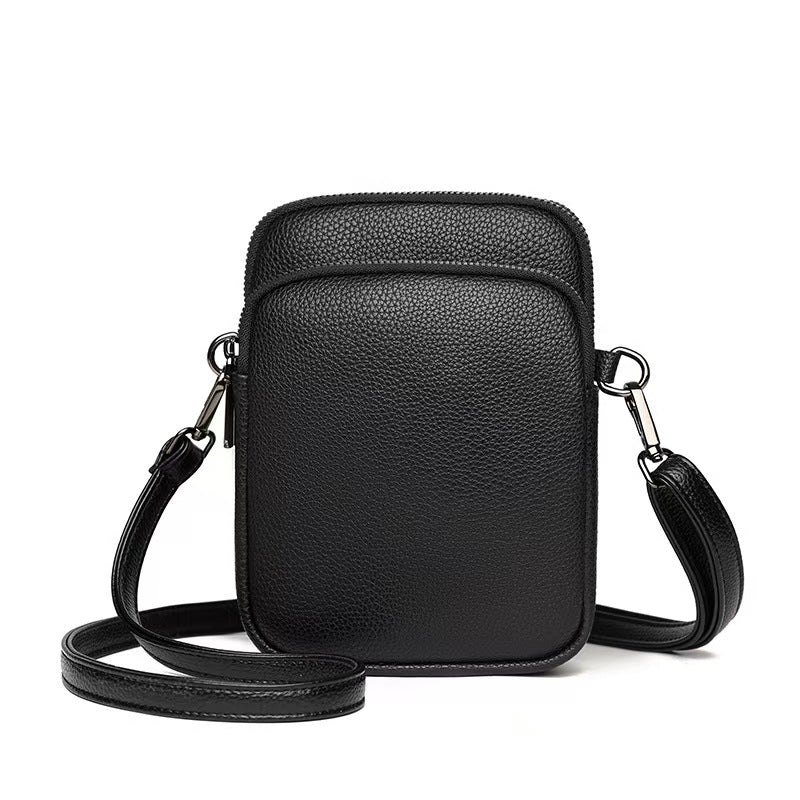 Alina's Double Compartment with Front Pocket RFID Crossbody, black, front view