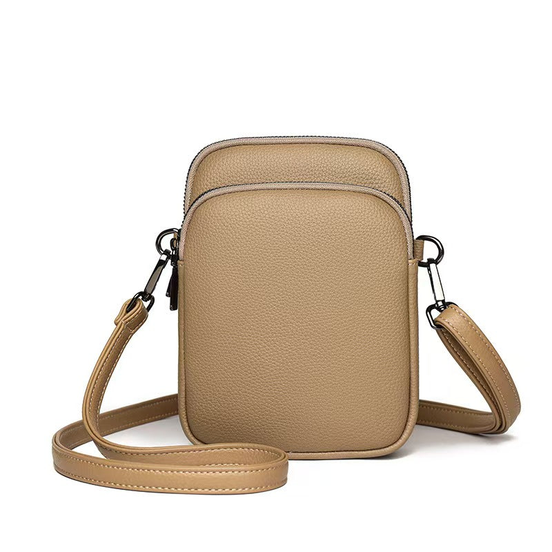 Alina's Double Compartment with Front Pocket RFID Crossbody, taupe, front view