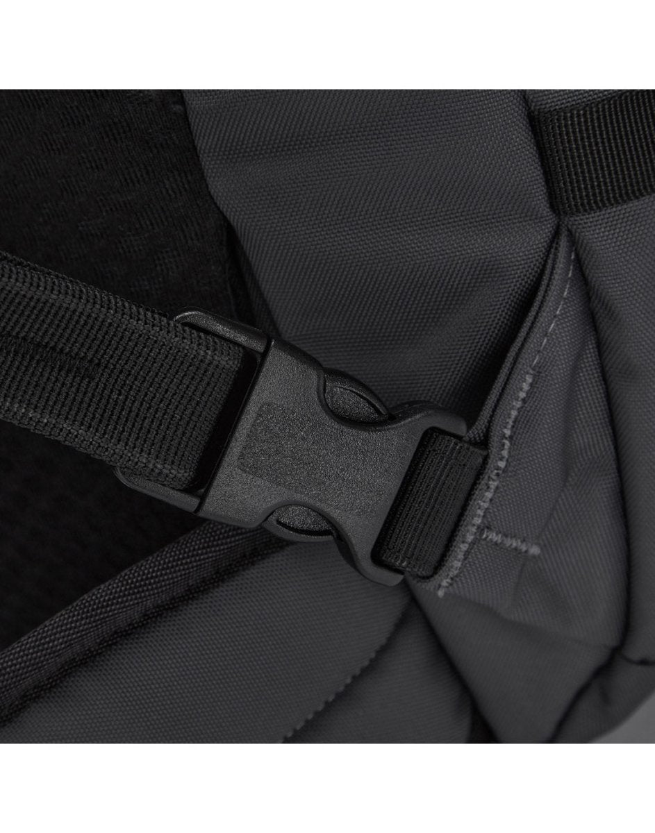 Close up of security clip on strap