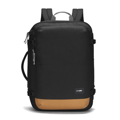 Pacsafe® GO 34L Anti-theft Carry-on Backpack with lockable main compartment and zippered front pocket.