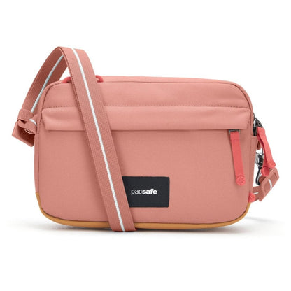 Pacsafe® GO Anti-Theft Crossbody Bag in rose colour front view.