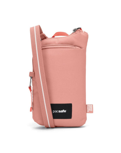 Pacsafe® GO Anti-Theft Tech Crossbody in rose colour front view.