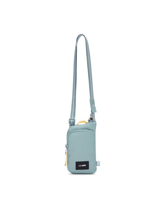 Product Image – Pacsafe® GO Anti-Theft Tech Crossbody in fresh mint colour front view with Carrysafe® slashguard strap extended.