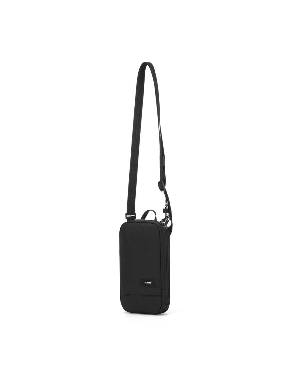 Pacsafe® RFIDsafe™ RFID Blocking Tech Crossbody, black, front angled view