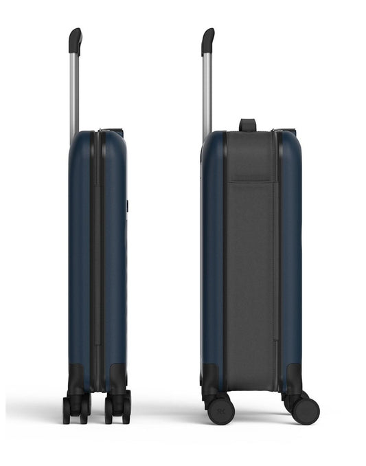 Product Image – Rollink Flex 360° Carry-On in blue, compressed  and expanded side by side