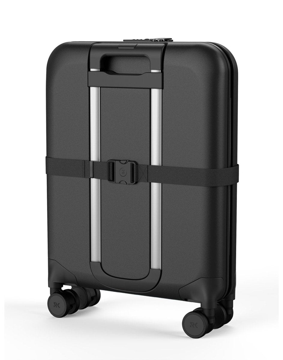 Rollink Flex 360° Carry-On, black, compressed, back angled view