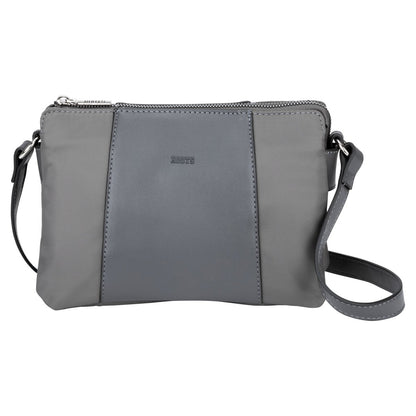 Roots Anita 3-Compartment Crossbody, grey, front view