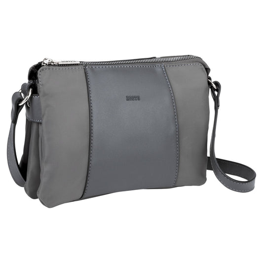 Product Image – Roots Anita 3-Compartment Crossbody, grey, front angled view