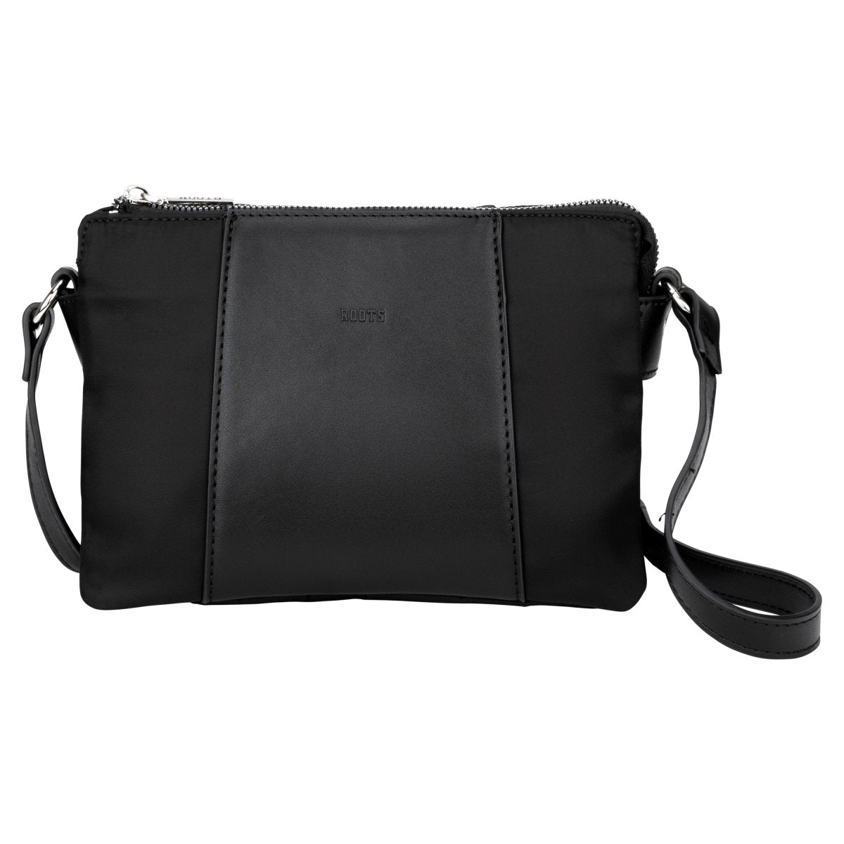 Roots Anita 3-Compartment Crossbody, black, front view