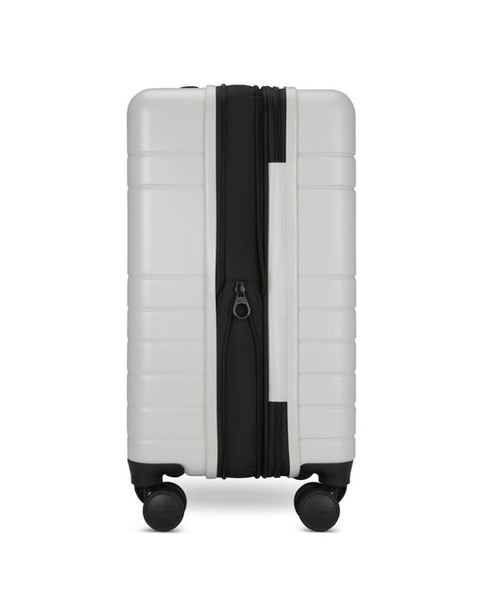 Product Image – Roots Travel 19" Hardside Spinner Carry-on in antarctica, expanded side view.