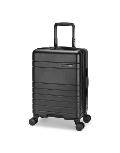 Roots Travel 19" Hardside Spinner Carry-on in black, front angle view.