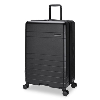 Roots Travel 28" Expandable Hardside Spinner in black, front angle view.