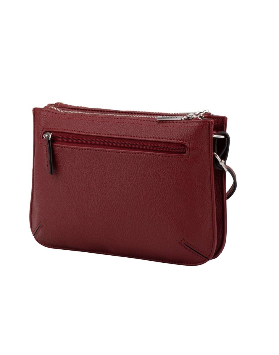 Roots Two Compartment Crossbody, red, back angled view