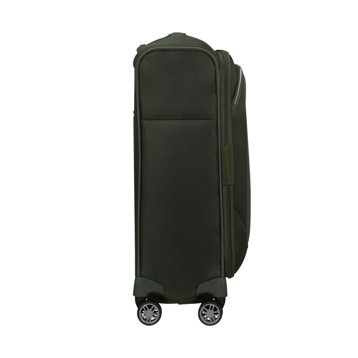 The Samsonite Re-Lite Spinner Carry-On™ is a dark green upright softside suitcase ideal for eco-friendly travelers.