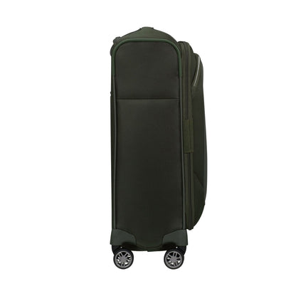 The Samsonite Re-Lite Spinner Carry-On™ is a dark green upright softside suitcase ideal for eco-friendly travelers.