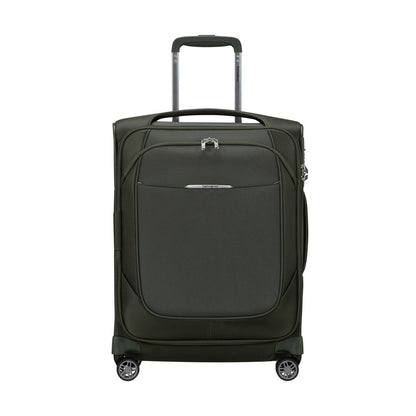 Samsonite Re-Lite Spinner Carry-On™: dark green, softside, 4 wheels, telescoping handle; shown on white.