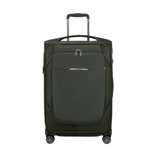 Product Image – The Samsonite Re-Lite Spinner Medium, a dark green lightweight case with telescopic handle, on white background.