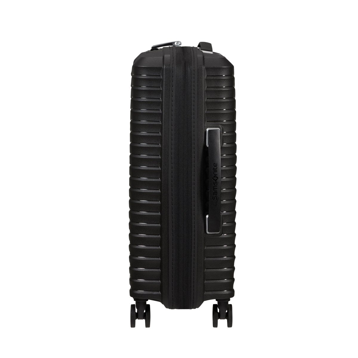 Samsonite Upscape Spinner Carry-On™ with shock-absorbing wheels, shown upright in a side view.