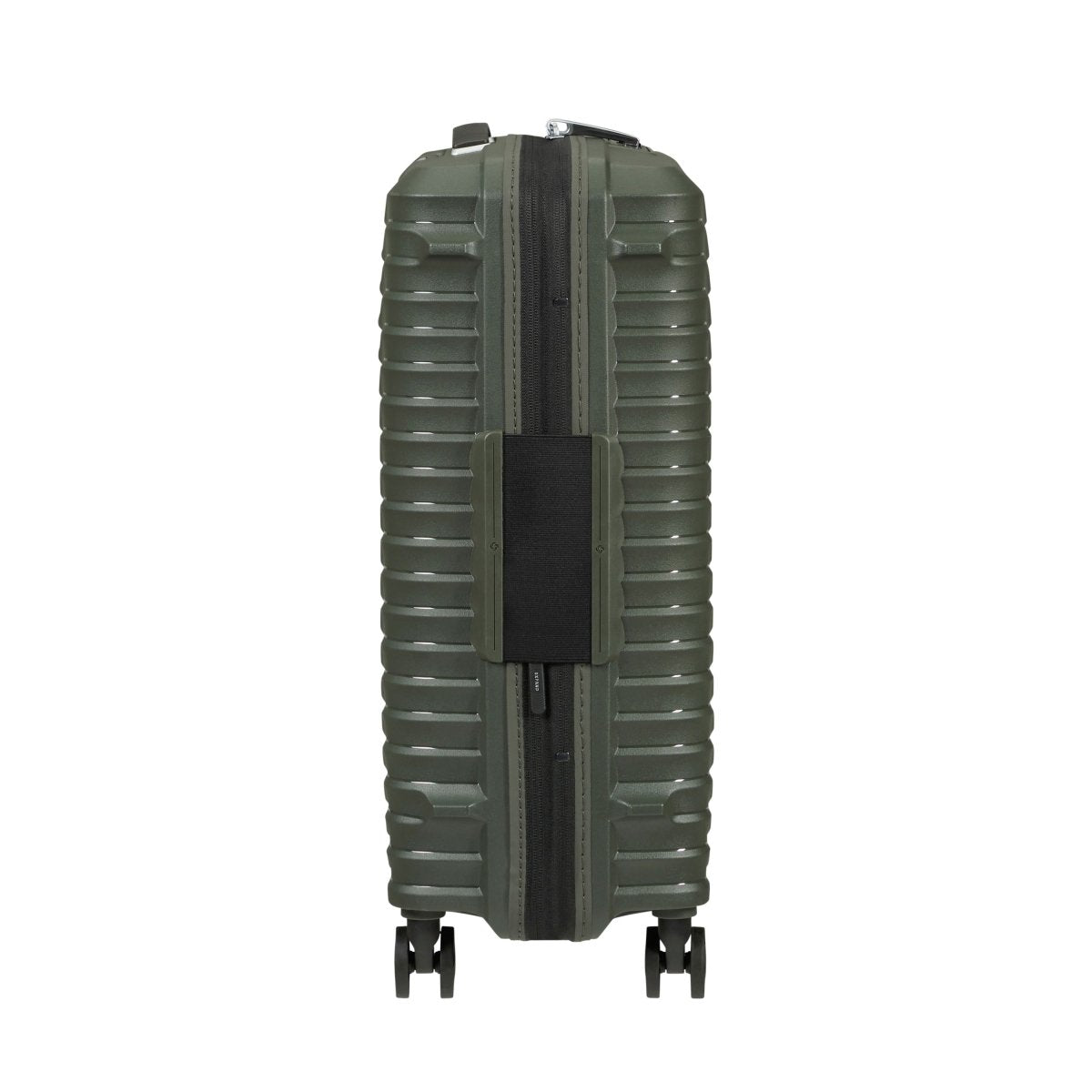 Samsonite Upscape Spinner Carry-On™: olive green hardshell, shock-absorbing wheels, lightweight luggage.