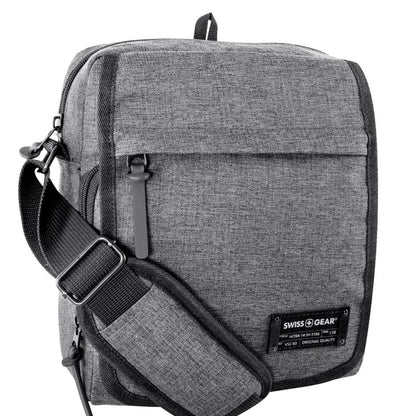 Swiss Gear 10" Tablet Travel Bag with RFID, grey with black edging, front angled view