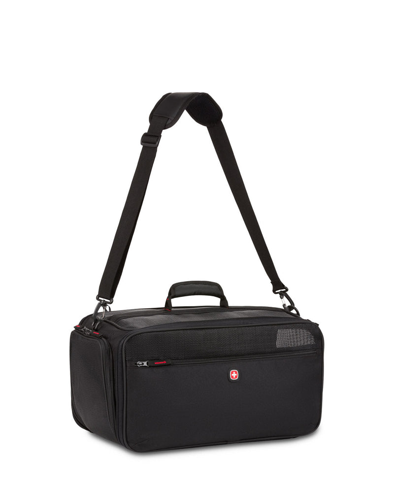 Swiss Gear Carry-on Pet Carrier, black with shoulder strap extended