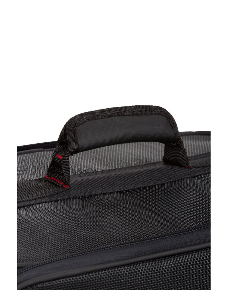 Swiss Gear Carry-on Pet Carrier, black, close up of top grab handle