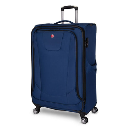 Swiss Gear Neolite III 29" Expandable Spinner, blue with black trim, front angled view