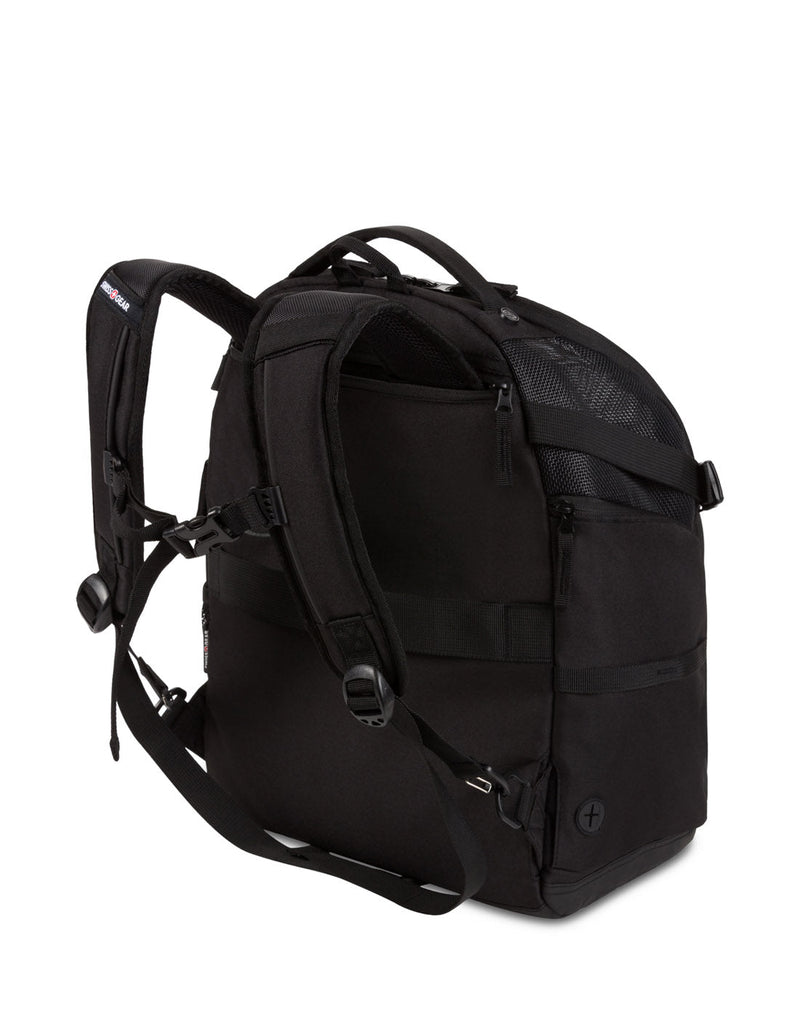 Swiss Gear Premium Pet Backpack, black, back view of shoulder straps