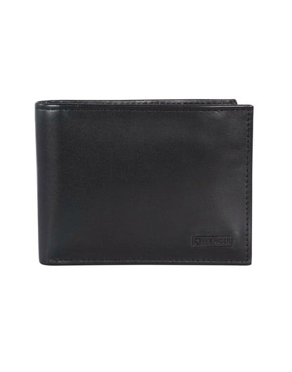 Front view of Swiss Gear RFID Billfold Men's Wallet with Removeable Top Wing in black.