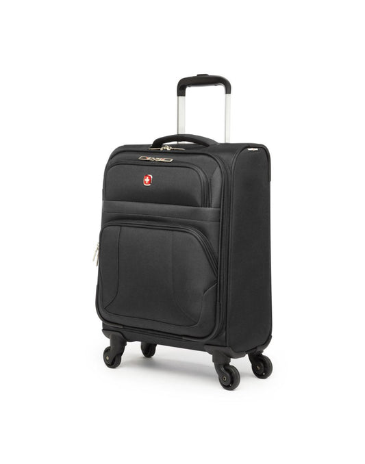 Product Image – Swiss Gear Round Trip II 19" Carry-on Spinner, black, front angled view