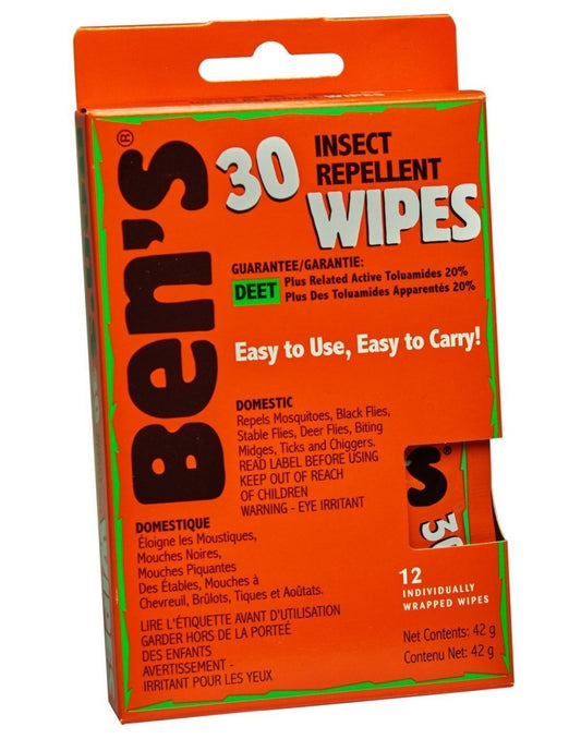 Product Image – Ben's 30 tick & insect repellent wipes back view