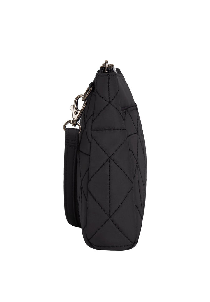 Side view of the Travelon Boho Anti-Theft Clutch Crossbody in Black.