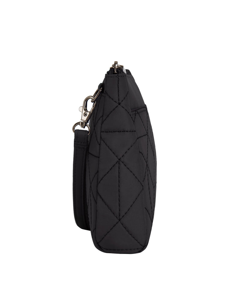 Side view of the Travelon Boho Anti-Theft Clutch Crossbody in Black.