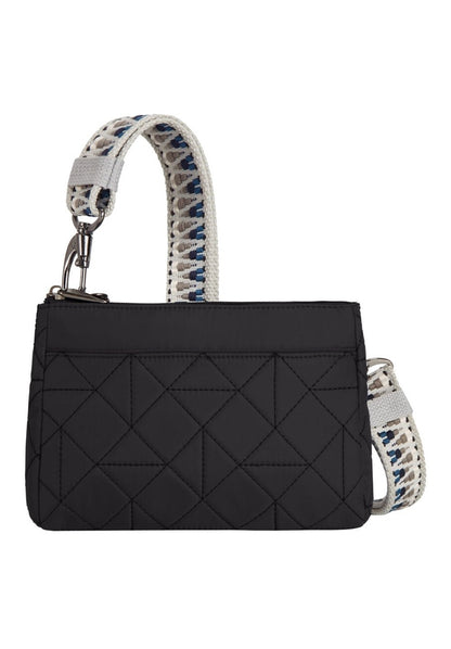 Front view of the Travelon Boho Anti-Theft Clutch Crossbody in Black.