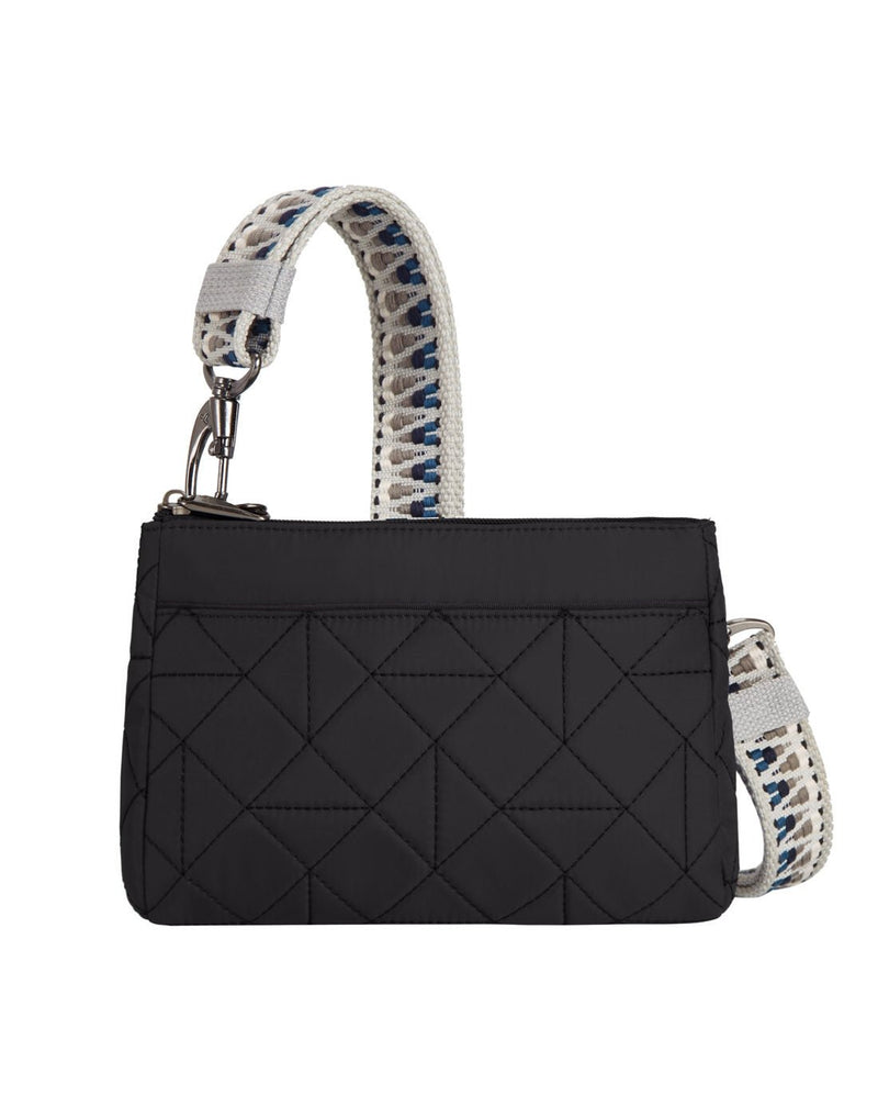 Front view of the Travelon Boho Anti-Theft Clutch Crossbody in Black.