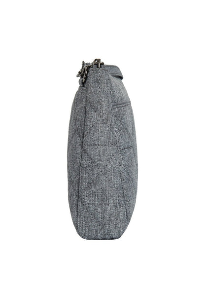 Side view of the Travelon Boho Anti-Theft Clutch Crossbody in Grey.