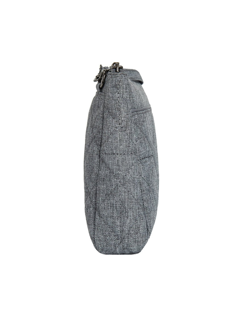 Side view of the Travelon Boho Anti-Theft Clutch Crossbody in Grey.