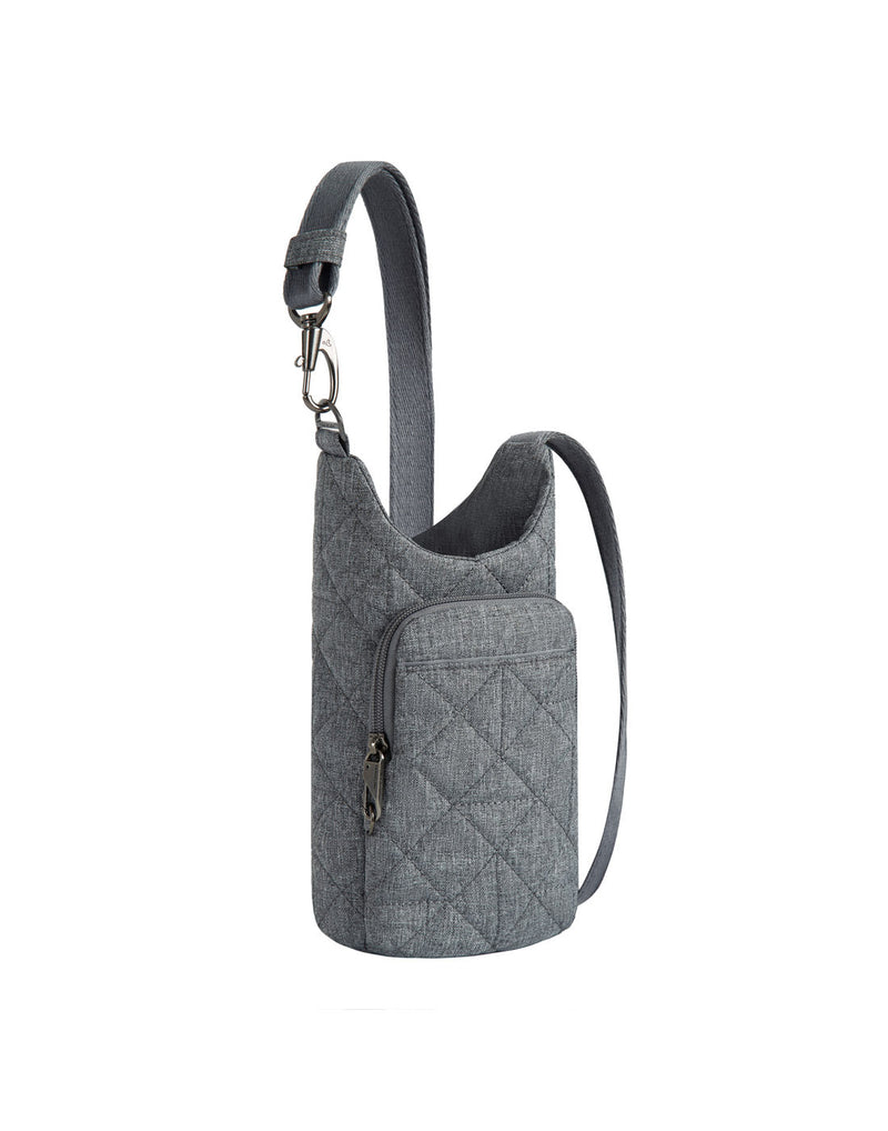 Travelon Boho Anti-Theft Insulated Water Bottle Tote in grey, front angled view
