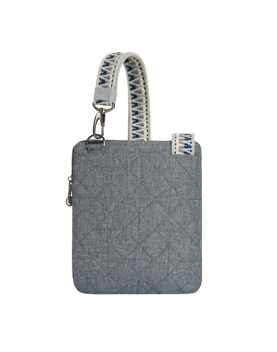 Back view of the Travelon Boho Anti-Theft Slim Crossbody in grey.