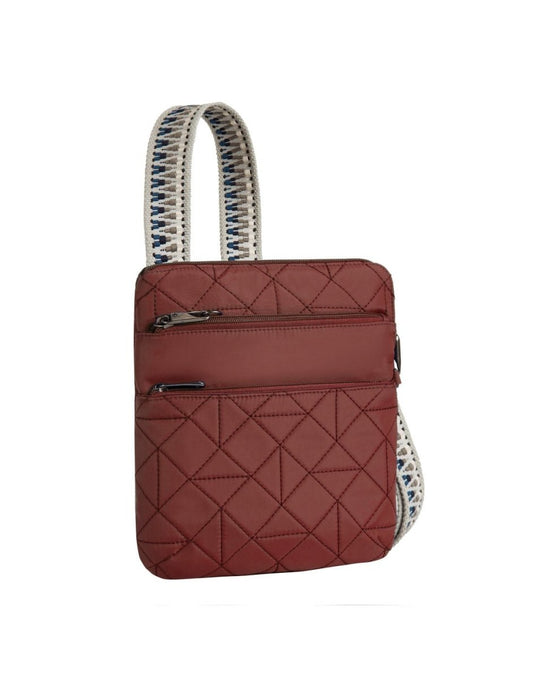 Product Image – Front view of the Travelon Boho Anti-Theft Slim Crossbody in Paprika.