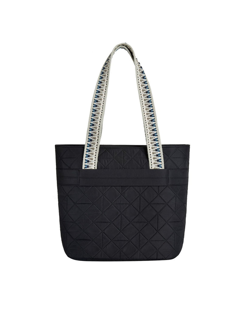 Side view of the Travelon Boho Anti-Theft Tote in Black.