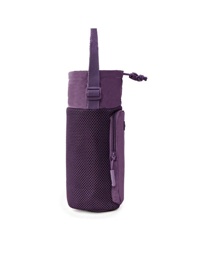 Travelon Pi Gogo Insulated Water Bottle Tote in blackberry, side view.