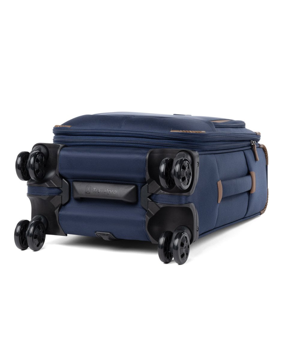 Travelpro Crew™ Classic Compact Carry-on Expandable Spinner in patriot blue, bottom view of wheels