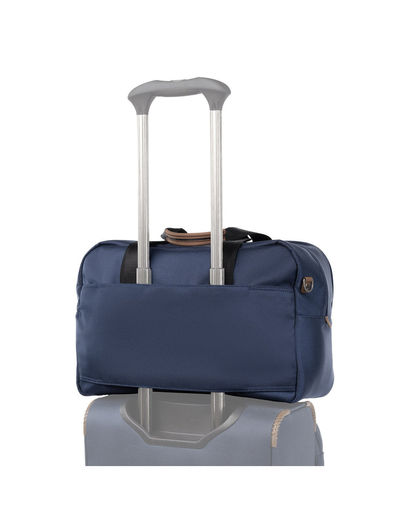 Travelpro Crew™ Classic UnderSeat Tote in Patriot Blue, back view of luggage loop on a suitcase handle.