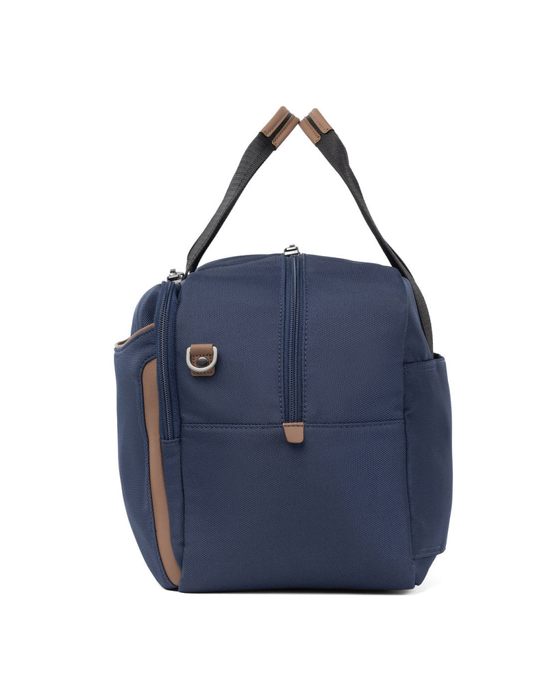 Left side view of the Travelpro Crew™ Classic UnderSeat Tote in Patriot Blue.