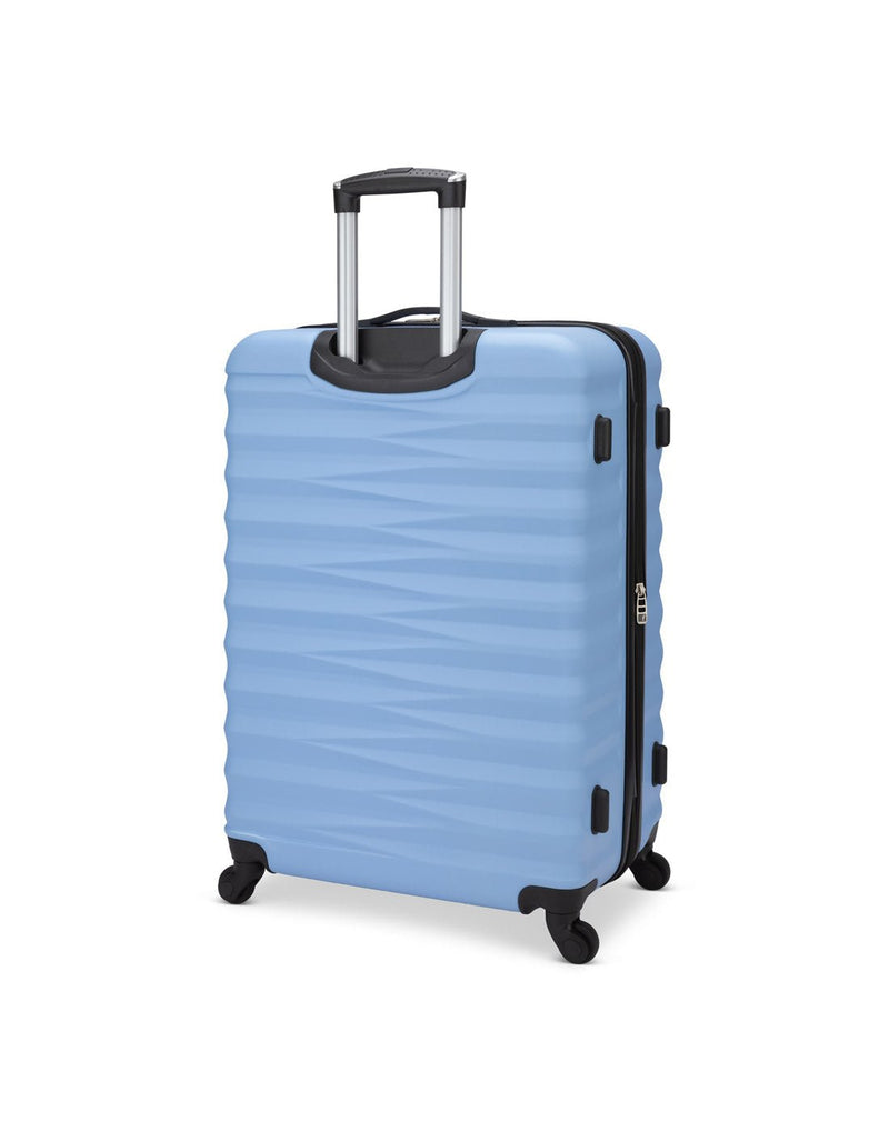 Atlantic Chaser Hardside 28" Expandable Spinner in powder blue colour, back angled view