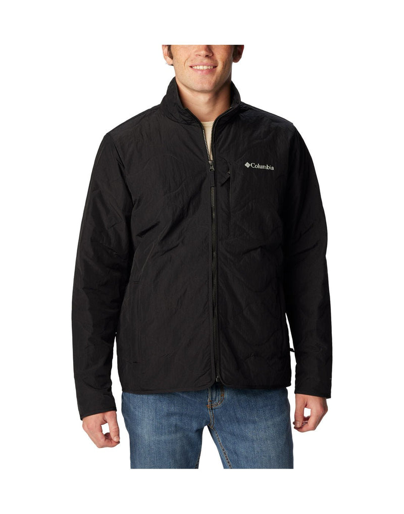 Front view of a man wearing the Columbia Men's Birchwood™ Jacket in black.