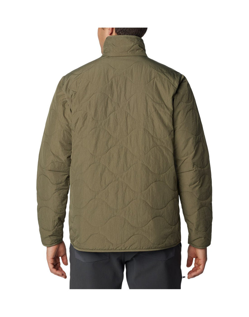 Back view of a man wearing the Columbia Men's Birchwood™ Jacket in Stone Green colour.